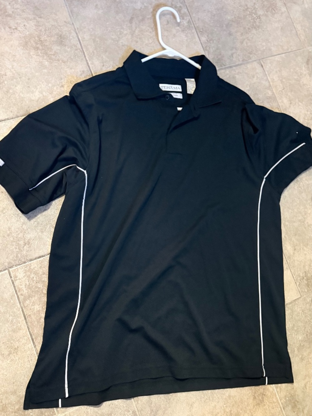 Tehama Clint short-sleeve performance golf polo shirt black large
